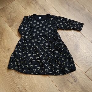 3-6 Black Heart Pattern Baby Girl Dress